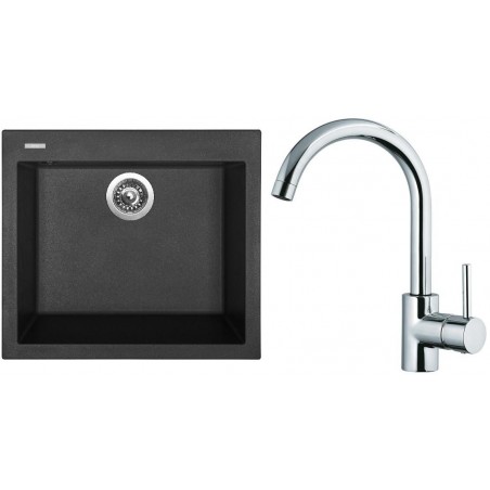 Set Sinks (dřez Cube 560 NANO Nanoblack N6 + baterie Mix 35 Chrom - lesklý)