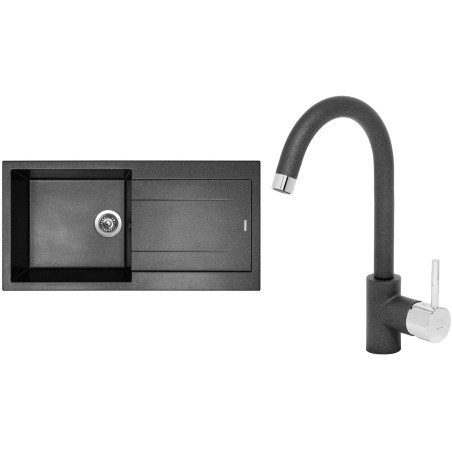 Set Sinks (dřez Amanda 990 Metalblack 74 + baterie Mix 35 Metalblack 74)