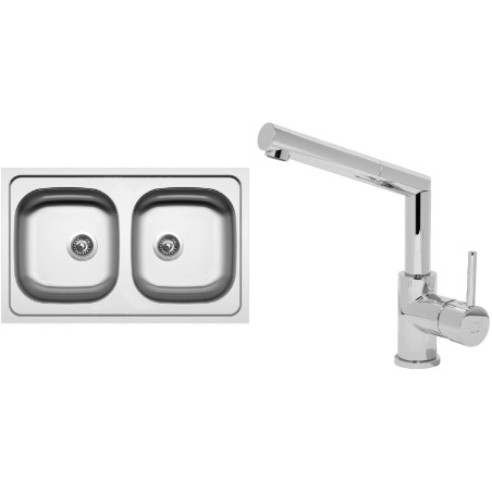 Set Sinks (dřez Classic 800 DUO 0,6 mm, matný + baterie Mix 350 P Chrom - lesklý)