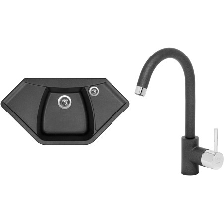 Set Sinks (dřez Naiky 980 Metalblack 74 + baterie Mix 35 Metalblack 74)