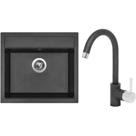 Set Sinks (dřez Solo 560 Metalblack 74 + baterie Mix 35 Metalblack 74)