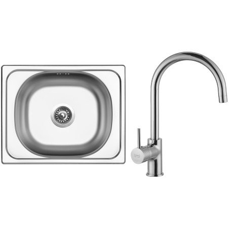 Set Sinks N3 (dřez Classic 500 V 0,5 mm, matný + baterie Vitalia Chrom - lesklý)