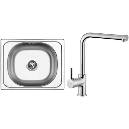 Set Sinks N4 (dřez Classic 500 V 0,5 mm, matný + baterie Elka Chrom - lesklý)