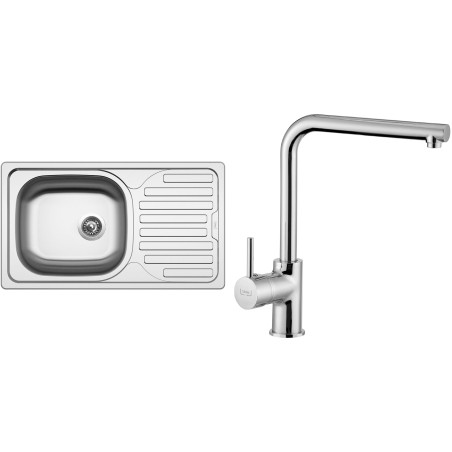 Set Sinks N44 (dřez Classic 760 V 0,5 mm, matný + baterie Elka Chrom - lesklý)