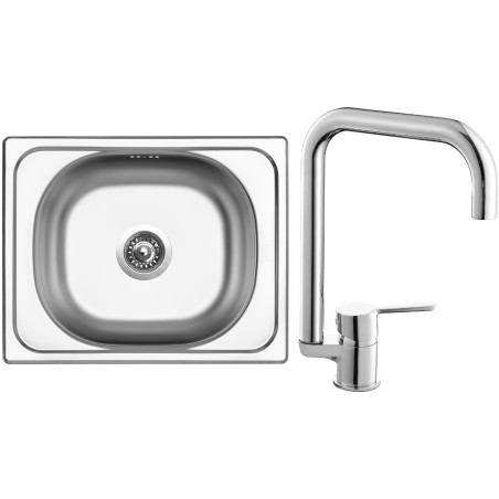 Set Sinks N2 (dřez Classic 500 V 0,5 mm, matný + baterie Cornia Chrom - lesklý)