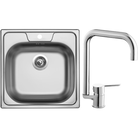 Set Sinks N6 (dřez Classic 480 V 0,5 mm, matný + baterie Cornia Chrom - lesklý)