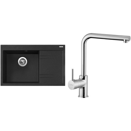 Set Sinks G5430 (dřez Rim 780 L Granblack 30 levý + baterie Elka Chrom - lesklý)