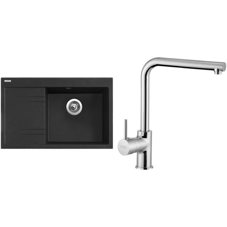 Set Sinks G6230 (dřez Rim 780 P Granblack 30 pravý + baterie Elka Chrom - lesklý)