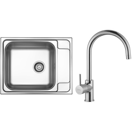 Set Sinks N39 (dřez Grand 630 V 0,7mm, matný + baterie Vitalia Chrom - lesklý)