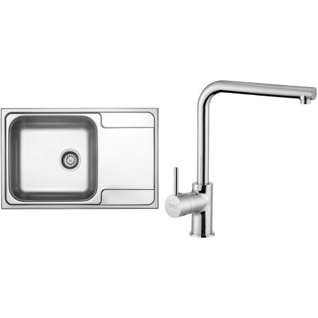 Set Sinks N60 (dřez Grand 790 V 0,7mm, matný + baterie Elka Chrom - lesklý)