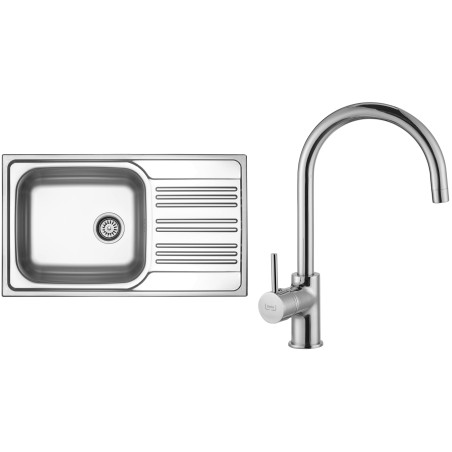 Set Sinks N79 (dřez Star 860 XXL V 0,7mm, matný + baterie Vitalia Chrom - lesklý)